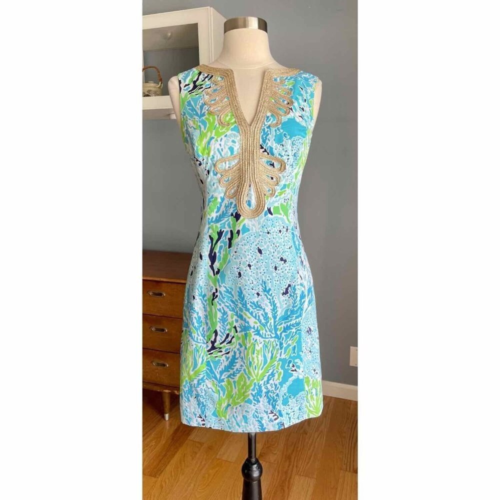 Lilly Pulitzer Janice Shift Dress Spa Blue Lets Cha Cha